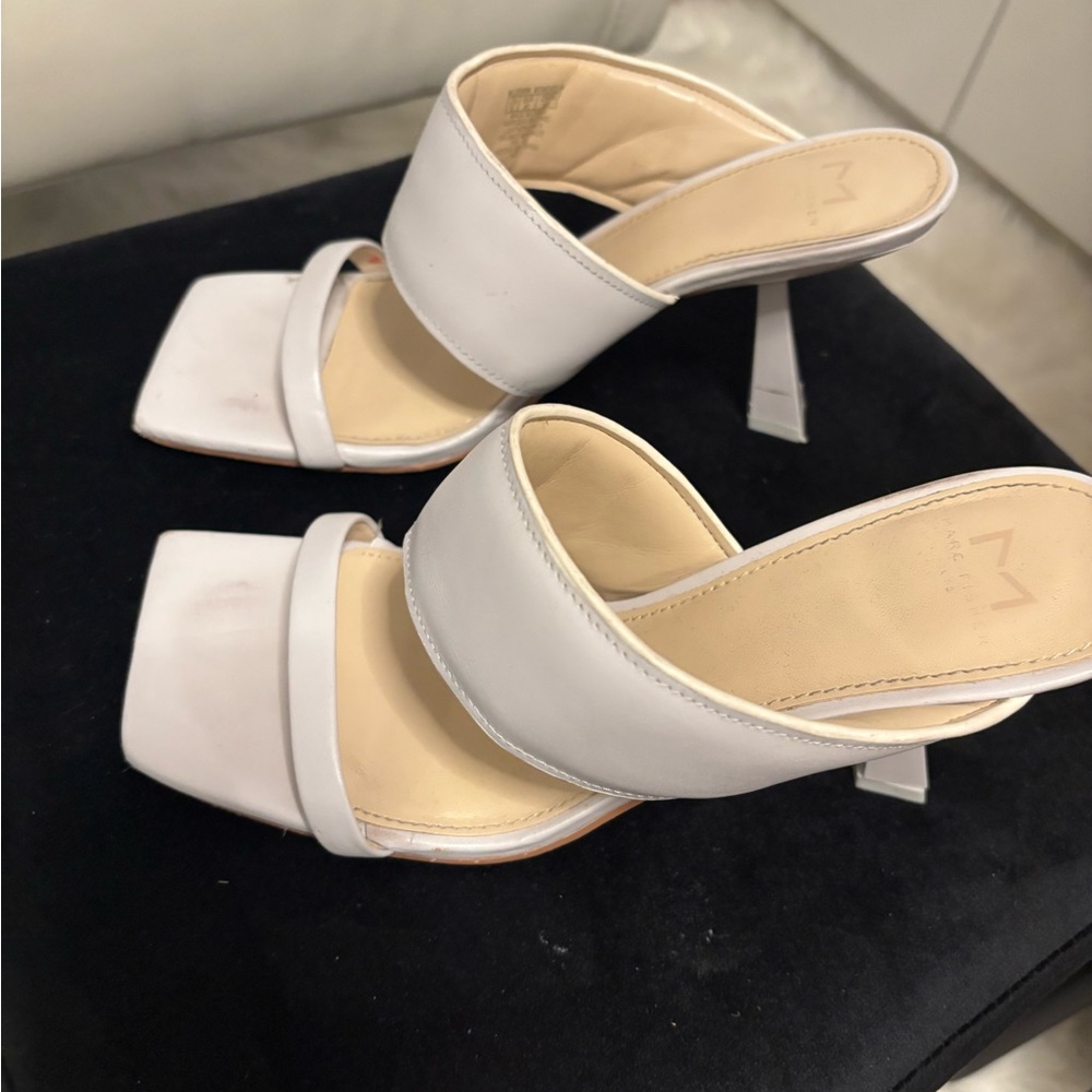 Marc Fisher White Strappy Heels